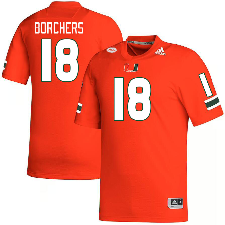 Men #18 Joe Borchers Miami Hurricanes College Football Jerseys Stitched-Orange